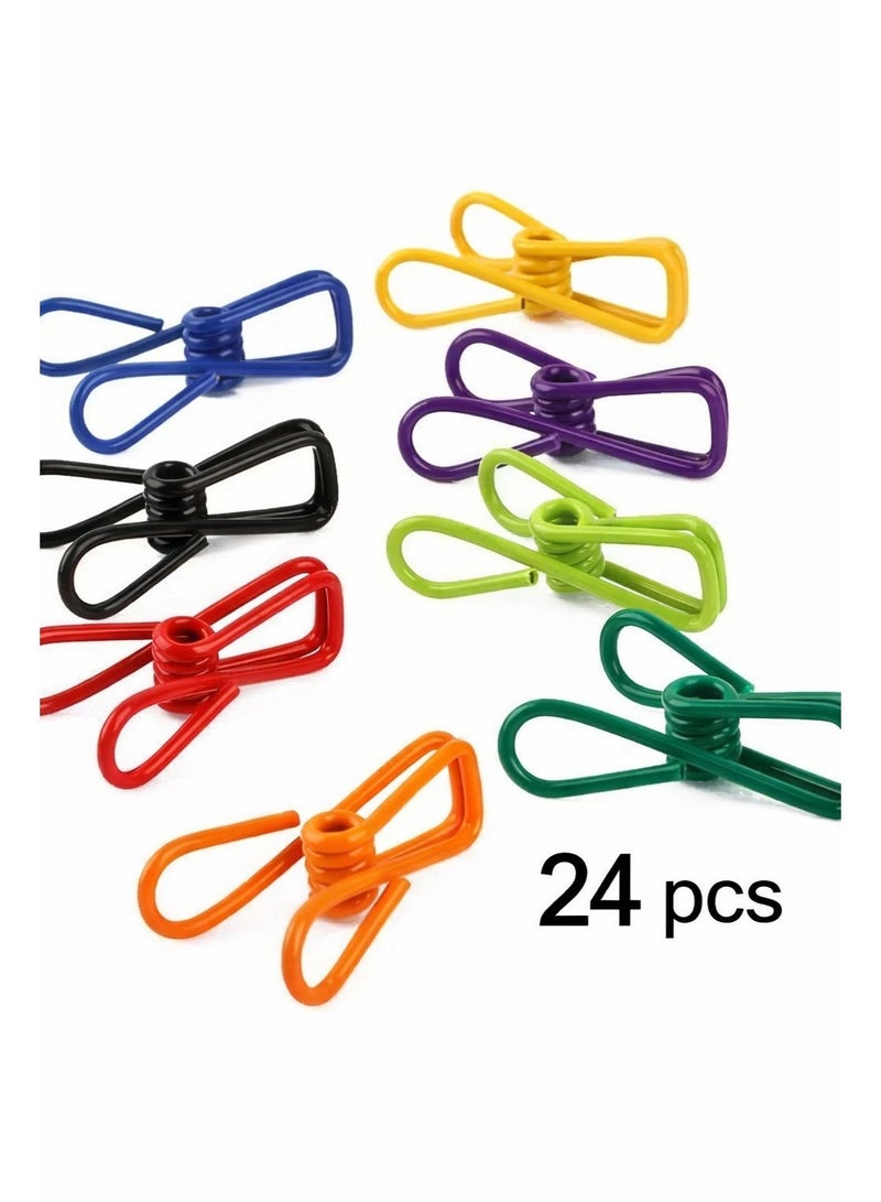 zoba Small, multi-colored metal clips — strong and durable for organizing papers, files, and everyday use at home and the office; suitable for all tasks and in cheerful colors - 24 pieces - Image 1
