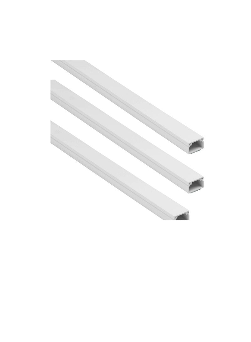 90cm Length 50x50mm Square Cable Box PVC Trunking White Wall Cord Cover Cable Concealer On-Wall Wire Cover Paintable Cable Management Raceway to Hide Wires - Pack of 3  - Image 1
