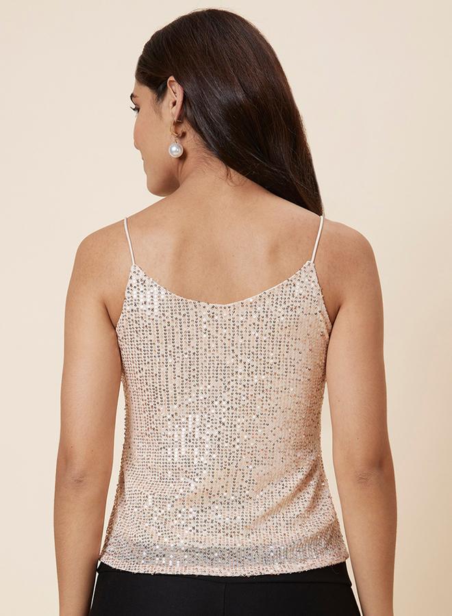 globus Women Cream Embellished Strappy Top - Image 3