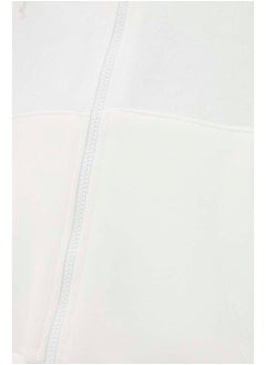 trendyol Ecru Hooded Oversize/Wide Zippered Hooded Thick Fleece Sweatshirt TWOAW21SW0840  - Image 3