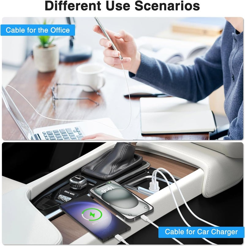 Essri كابل Essri Car CarPlay لجهاز iPhone 17، 16، 15، كابل شاحن USB C، 3 حزمة 3 قدم كابل شحن USB A إلى USB C لجهاز Apple iPhone 17/17 Pro/Air/16e/16/15 Pro Max/Plus، لجهاز iPad Pro/Air الجيل 6/5 - Image 5