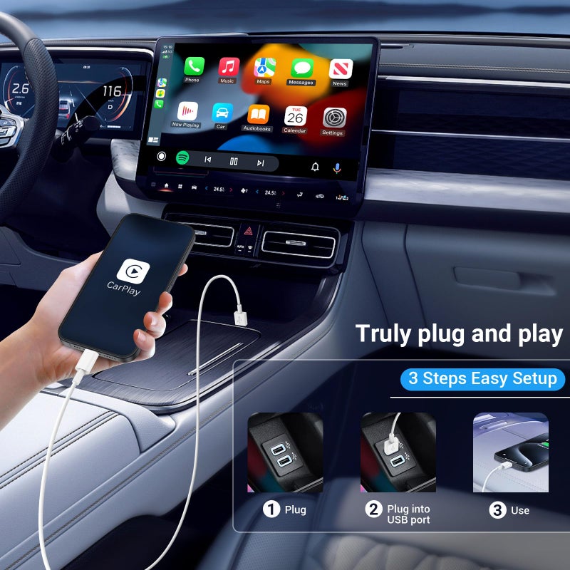 Essri كابل Essri Car CarPlay لجهاز iPhone 17، 16، 15، كابل شاحن USB C، 3 حزمة 3 قدم كابل شحن USB A إلى USB C لجهاز Apple iPhone 17/17 Pro/Air/16e/16/15 Pro Max/Plus، لجهاز iPad Pro/Air الجيل 6/5 - Image 4
