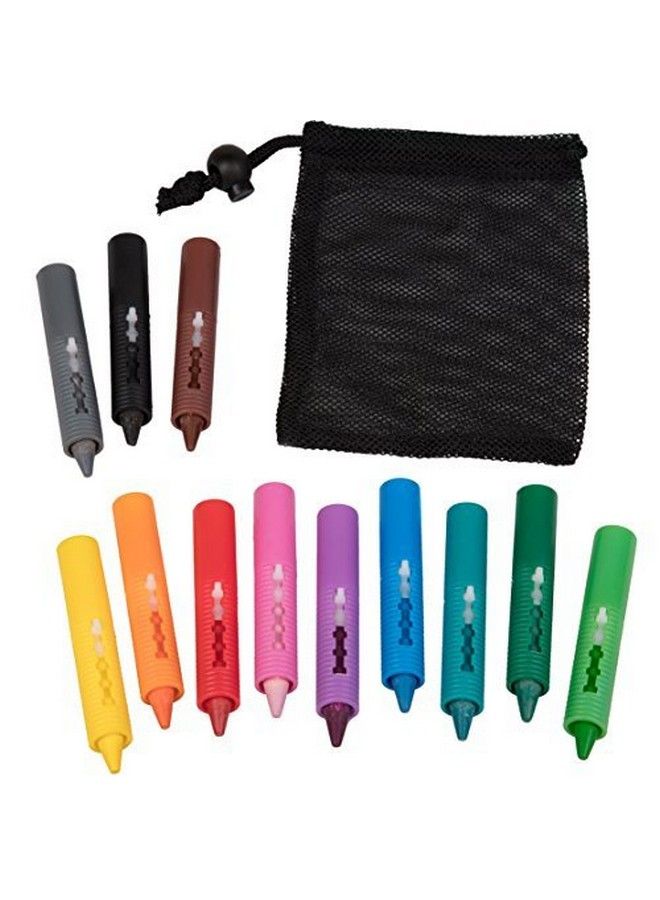 SCS Direct Bath Crayons Super Set Set Of 12 Draw In The Tub Colors With Bathtub Mesh Bag, Unique Won Disintegrate In Water Formula Easter Basket - Image 3