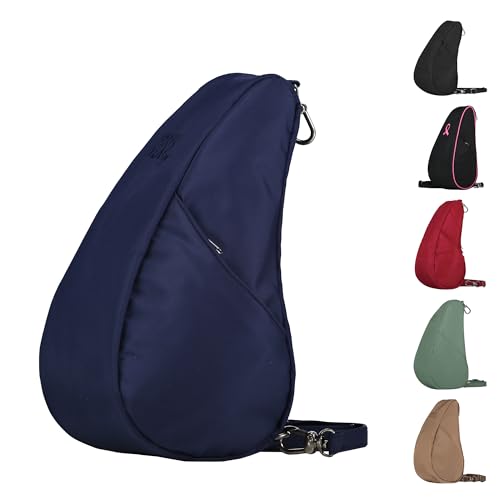 AmeriBag 10" Healthy Back Bag Microfiber Ergonomic Crossbody Sling Baglett for Everyday Use, Travel & Walking Comfort (Navy) - Image 1