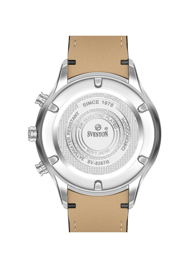 Sveston Zentro a gents leather strap watch with a 40mm dial, perfectly paired with a luxury watch case for a touch of elegance. - Image 3