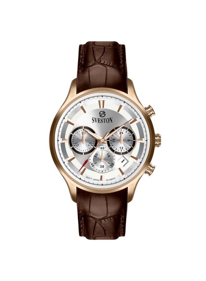 Sveston Zentro a gents leather strap watch with a 40mm dial, perfectly paired with a luxury watch case for a touch of elegance. - Image 1