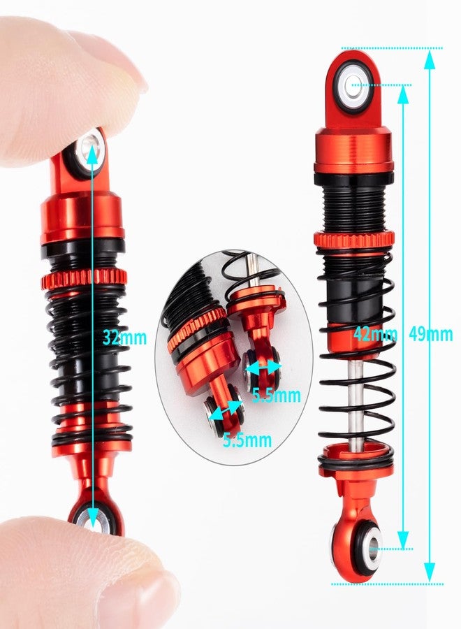 مجموعة QUE-T المكونة من 4 قطع من ممتصات الصدمات المصنوعة من الألومنيوم والملولبة لسيارة الزحف التي تعمل بالتحكم عن بعد بمقياس 1/18 من طراز FMS LC80 FCX18 FCX24 (أحمر وأسود) - Image 2