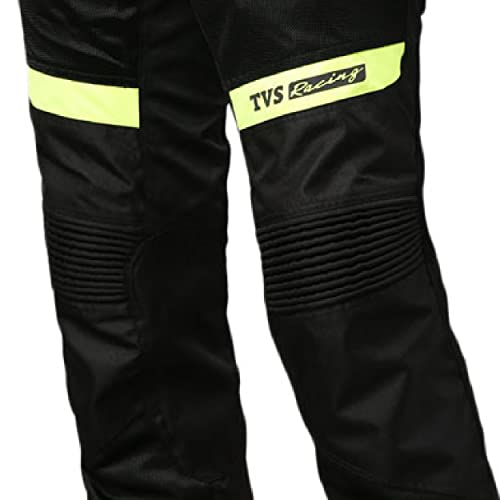 TVS Riding Pants for Men with CE Level-2 Knee Armor, High-Abrasion Resistance |Adjustable Comfort Fit Mesh for Ventilation|Day-Night Reflective Safety|Motorcycle Bike Accessories- (Black/Neon-M) - Image 4