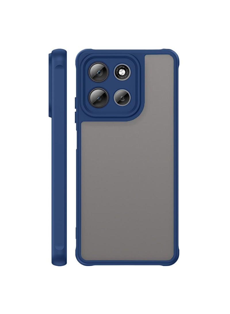 Wtech Motorola Moto G56 5G 2025 Hybrid TPU Silicone with Raised Camera Slim Armour Case Cover (MCAPSA) - Clear/Navy Blue - Image 5