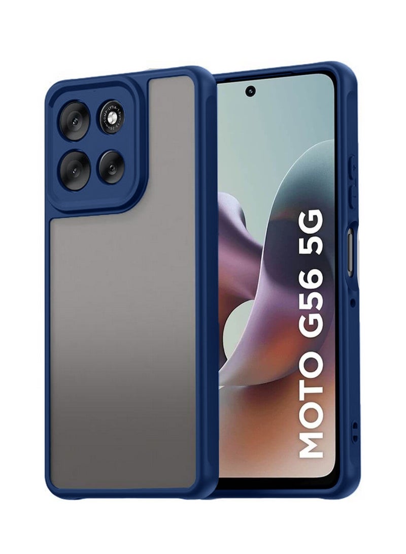 Wtech Motorola Moto G56 5G 2025 Hybrid TPU Silicone with Raised Camera Slim Armour Case Cover (MCAPSA) - Clear/Navy Blue - Image 1