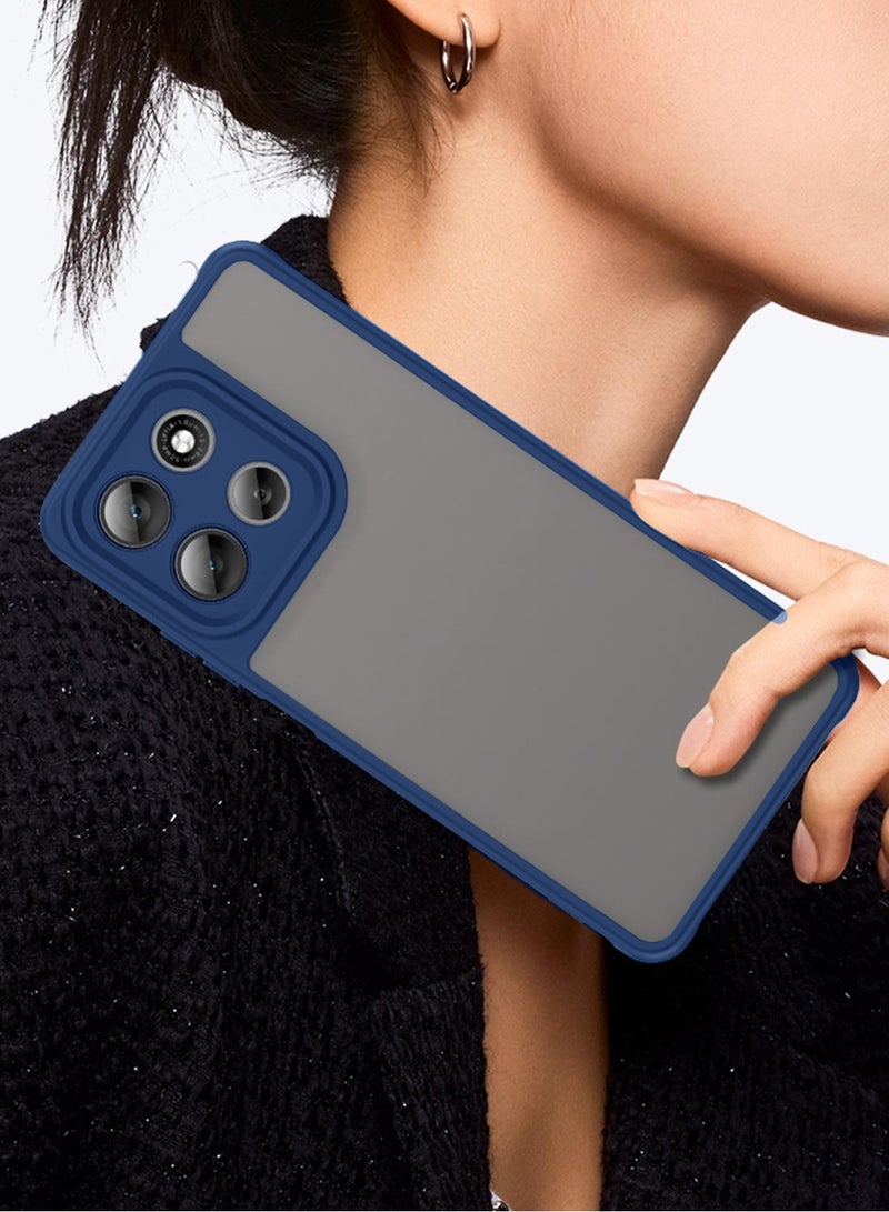 Wtech Motorola Moto G56 5G 2025 Hybrid TPU Silicone with Raised Camera Slim Armour Case Cover (MCAPSA) - Clear/Navy Blue - Image 2