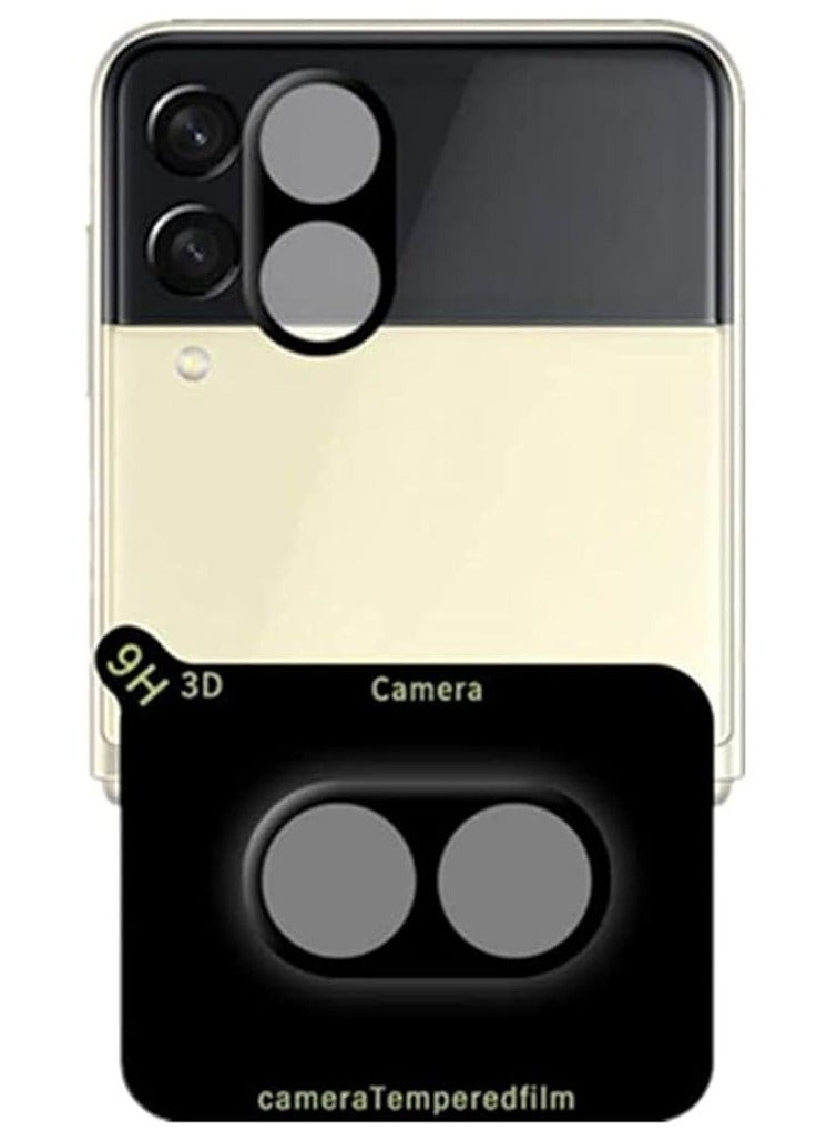 Camera Lens Protector Back Tempered Glass Camera 9H Clear Glass Case Friendly Cover Lens Protector For Samsung Galaxy Z Flip 4 (Black)