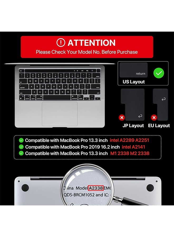 غطاء لوحة مفاتيح مع سدادات غبار لأجهزة ماك بوك برو ١٣ بوصة M2 2023، 2022، 2021، 2020، M1 A2338 A2289 A2251، ومتوافق مع ماك بوك برو ١٦ 2020، 2019 A2141، مع غطاء حماية Touch ID. - Image 2