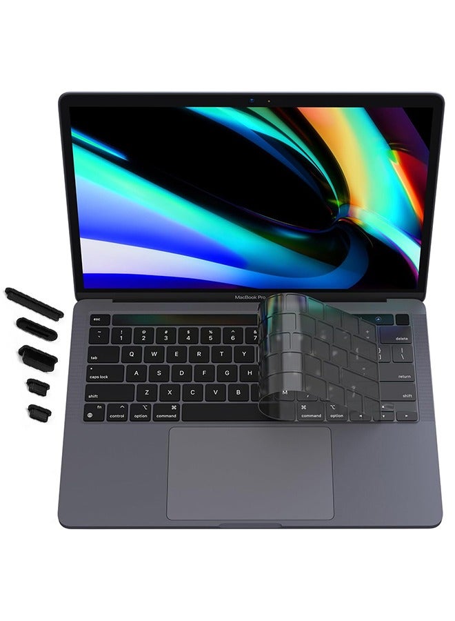 غطاء لوحة مفاتيح مع سدادات غبار لأجهزة ماك بوك برو ١٣ بوصة M2 2023، 2022، 2021، 2020، M1 A2338 A2289 A2251، ومتوافق مع ماك بوك برو ١٦ 2020، 2019 A2141، مع غطاء حماية Touch ID. - Image 1