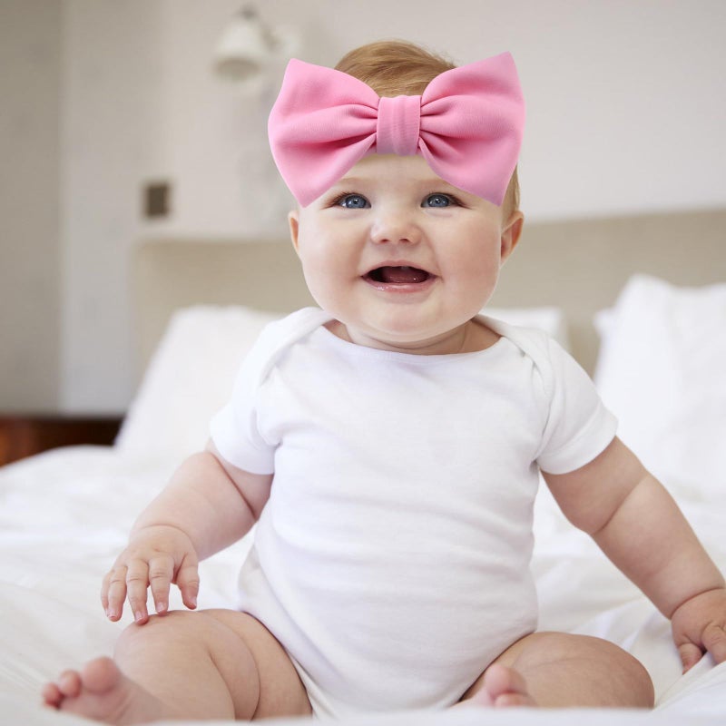 4pc Bow Headbands Set for Newborn Infant Stretchy Soft Hair Accessory Elastic Bow Random Colors - Image 4