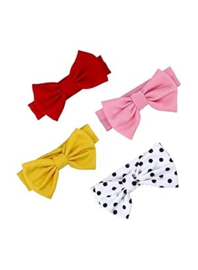 4pc Bow Headbands Set for Newborn Infant Stretchy Soft Hair Accessory Elastic Bow Random Colors - Image 1