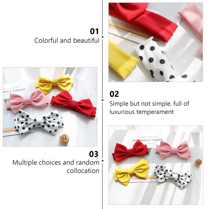 4pc Bow Headbands Set for Newborn Infant Stretchy Soft Hair Accessory Elastic Bow Random Colors - Image 5
