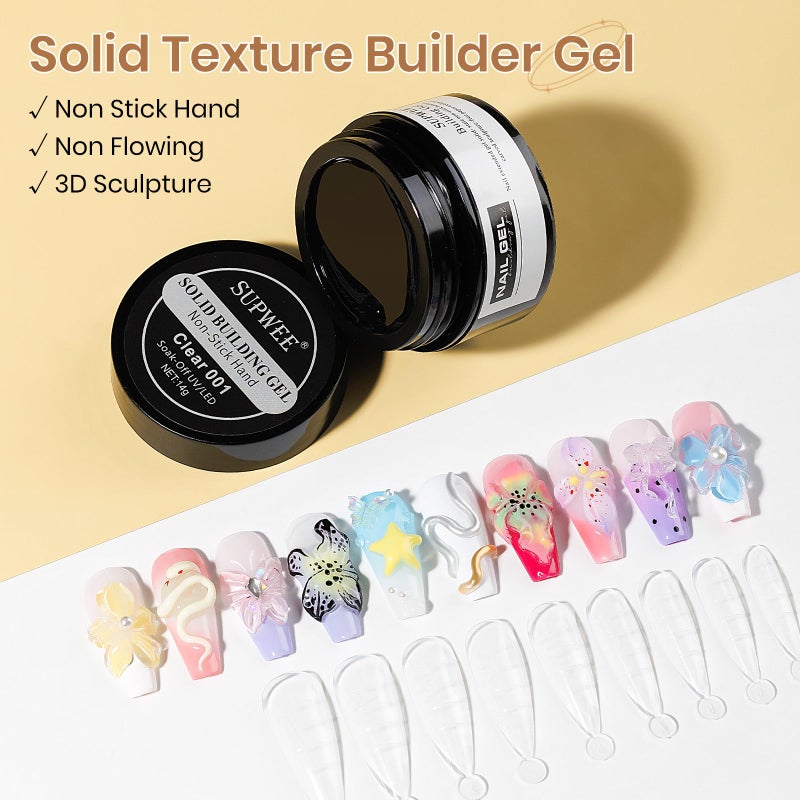 SUPWEE Solid Builder Gel for Nails - 3D Nail Art Gel Clear Non-Stick Hand for Carving Molding Patterns Decoration Extend for Manicure DIY at Home 14g(0.49fl oz) - Image 2