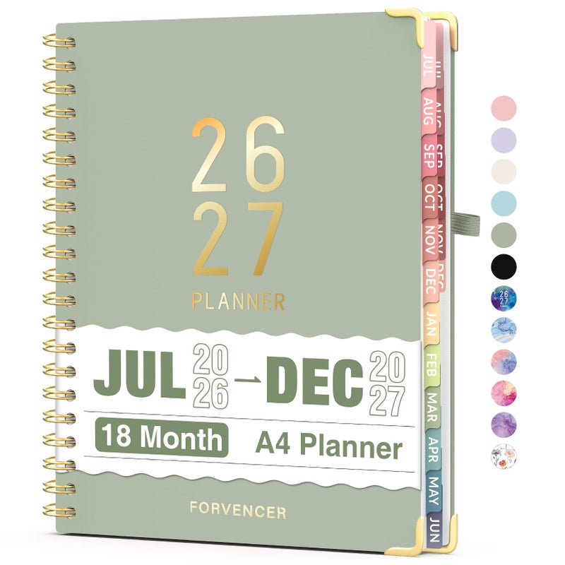 Forvencer Jul 2026 Dec 2027 Planner Forvencer 18 Month Academic Planner 20262027 85 x 11 Calendar Planner Weekly and Monthly Daily Agenda Book College School Supplies for Student Teacher A4 Green - Image 2