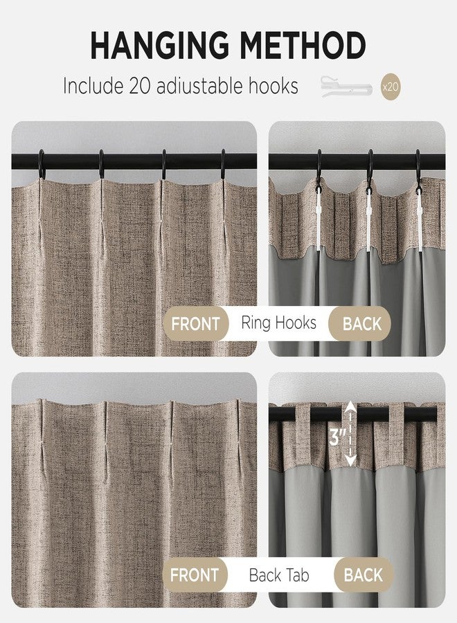 Joydeco Pinch Pleated Curtains - 100% Blackout for Bedroom, Linen Curtains 40" W x 84" L, Thermal Insulated 2 Panels Light Blocking Drapes, Back Tabs for Living Room - Image 4