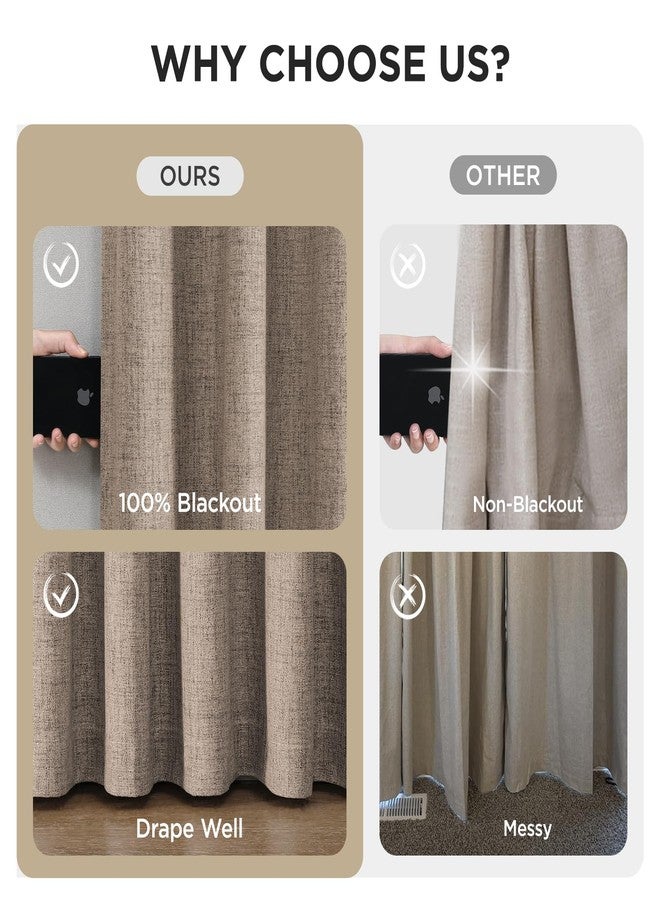 Joydeco Pinch Pleated Curtains - 100% Blackout for Bedroom, Linen Curtains 40" W x 84" L, Thermal Insulated 2 Panels Light Blocking Drapes, Back Tabs for Living Room - Image 5