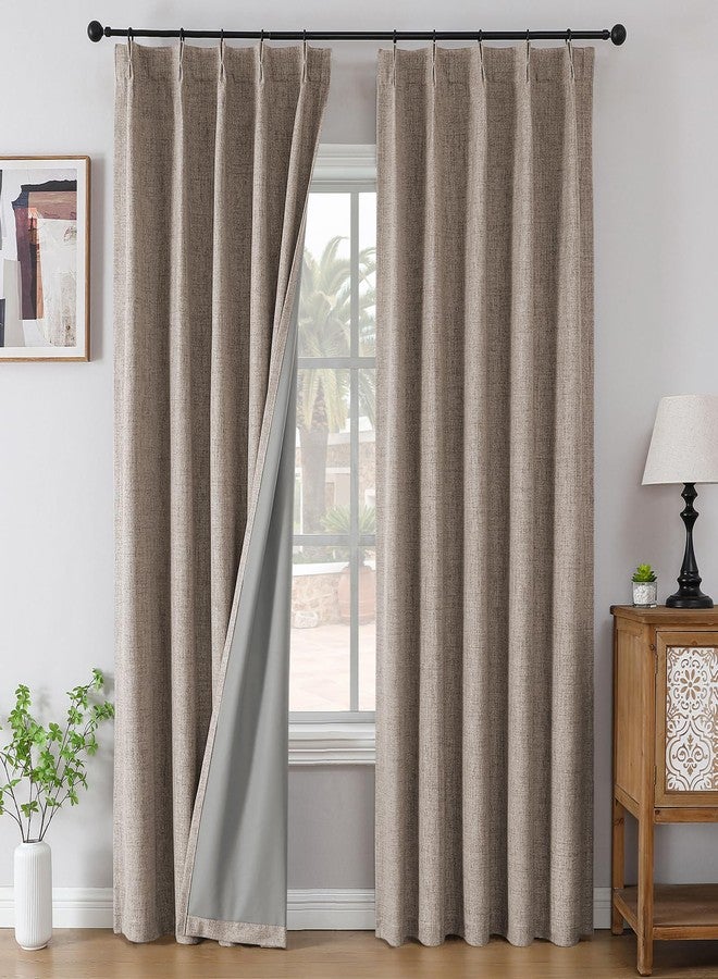 Joydeco Pinch Pleated Curtains - 100% Blackout for Bedroom, Linen Curtains 40" W x 84" L, Thermal Insulated 2 Panels Light Blocking Drapes, Back Tabs for Living Room - Image 1