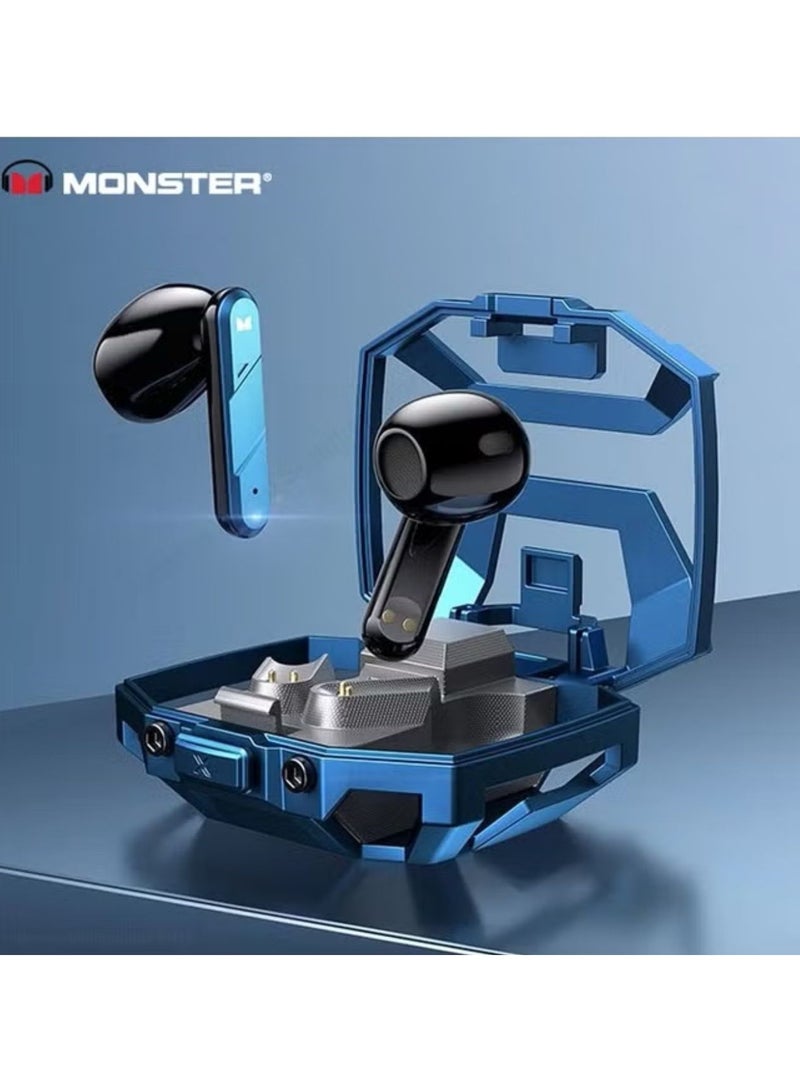 Monster XKT09 Wireless Bluetooth Earbuds Gaming Headphones Deep Bass Low Latency Game Headset with Built-in Microphone Noise Cancelling Blue - Image 1