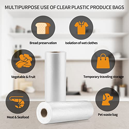 PAPRMA 12” x 20” Plastic Produce Bags, Food Storage Bags 350pcs on a Roll, Clear Produce Bag for Food Vegetable Bread Fruit Meat - 1 Roll - Image 5