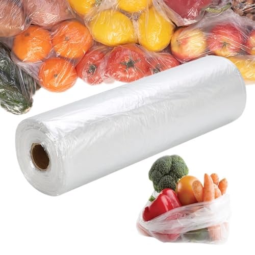 PAPRMA 12” x 20” Plastic Produce Bags, Food Storage Bags 350pcs on a Roll, Clear Produce Bag for Food Vegetable Bread Fruit Meat - 1 Roll - Image 1