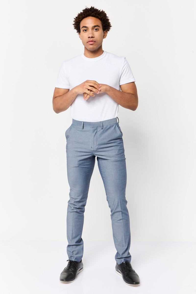 Celio Men Slim Fit Plain Dress Pants, Light Blue  - Image 2
