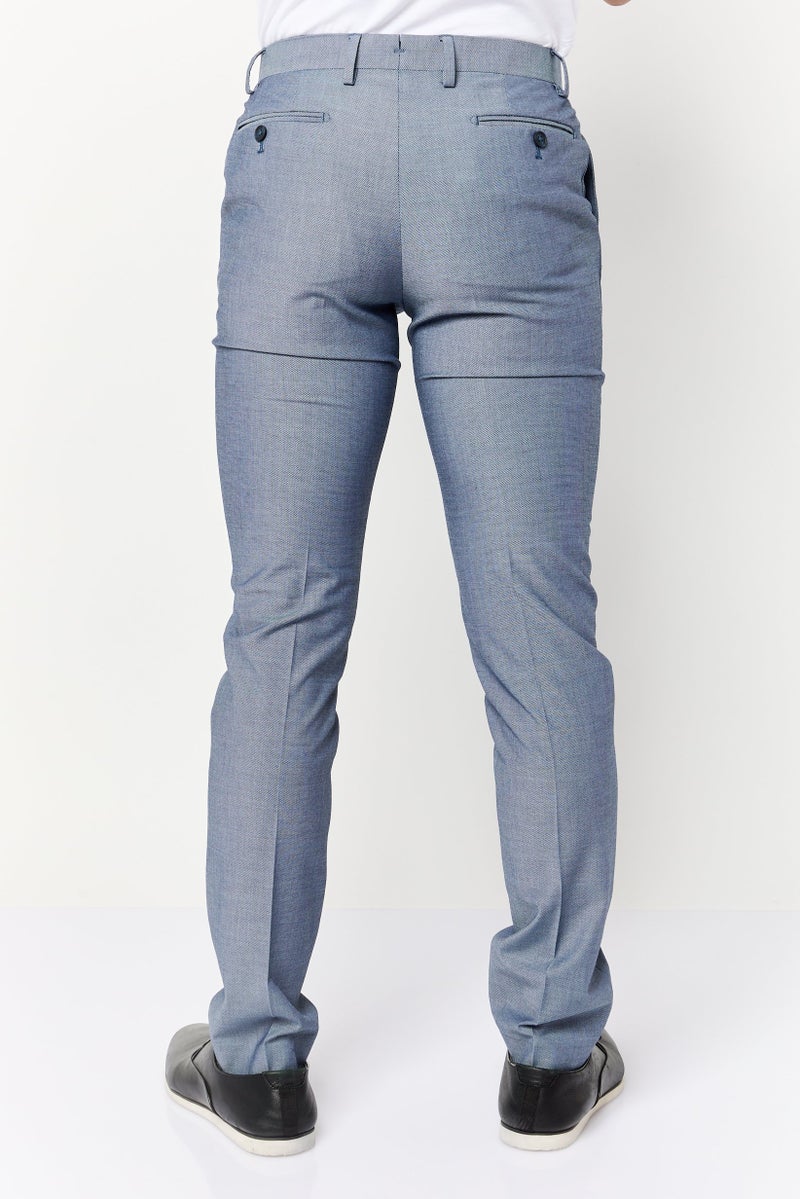 Celio Men Slim Fit Plain Dress Pants, Light Blue  - Image 4