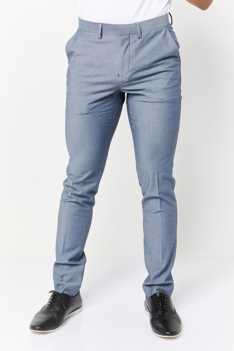 Celio Men Slim Fit Plain Dress Pants, Light Blue  - Image 1