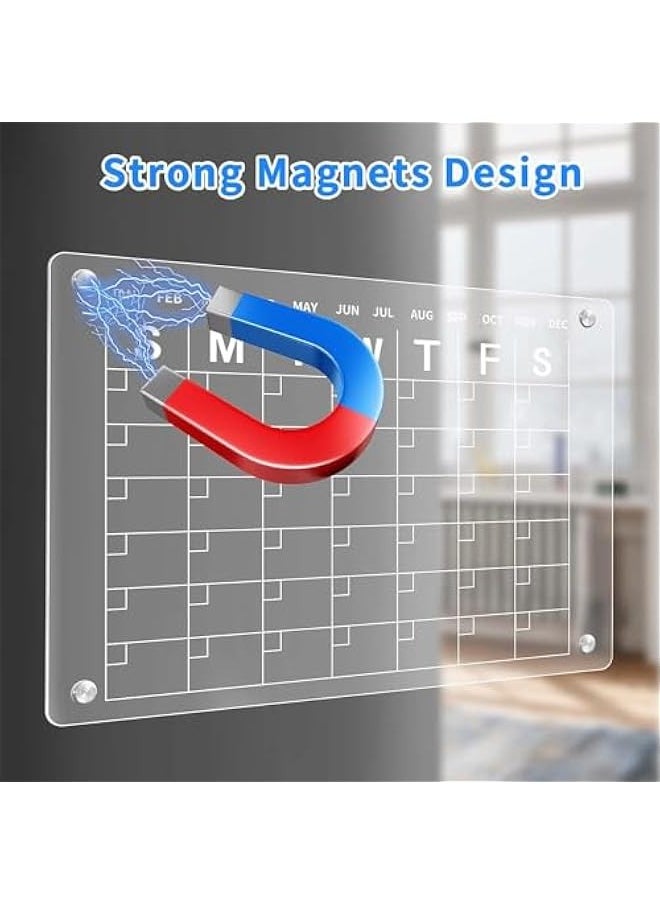 TRASSLE Acrylic Dry Erase Board for Refrigerator, Acrylic Calendar for Fridge Monthly, Acrylic White Board for Fridge Includes 6 Markers, Pen Holder and Rag  - Image 4