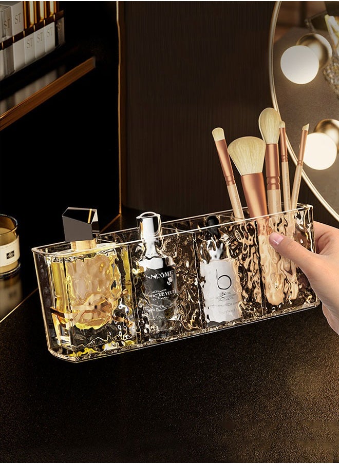 Water Ripple Makeup Brush Storage Box Transparent Acrylic Square Grid Dressing Table Mouth Red Eyebrow Pen Mirror Cabinet Storage Box