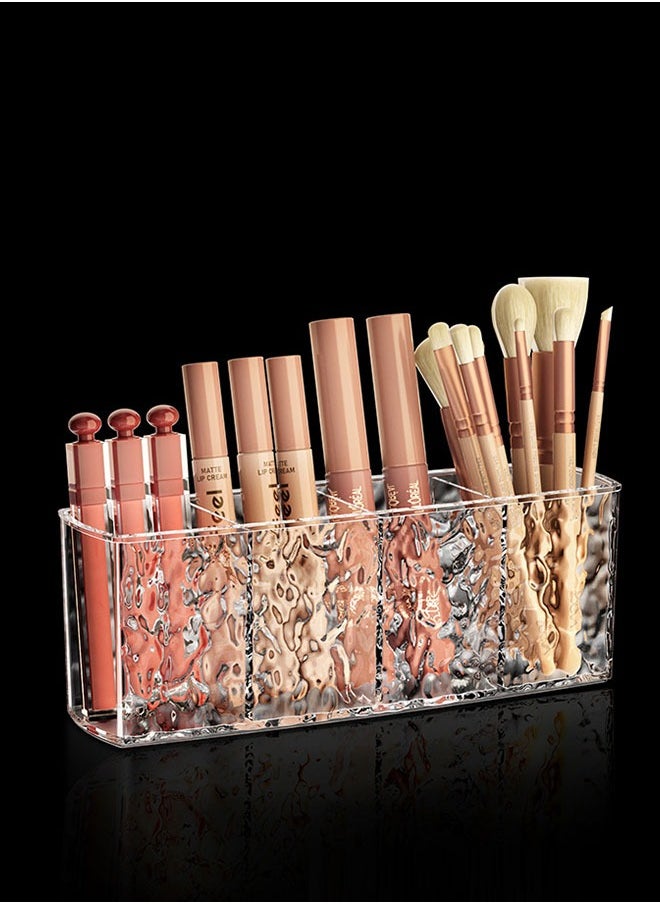 Water Ripple Makeup Brush Storage Box Transparent Acrylic Square Grid Dressing Table Mouth Red Eyebrow Pen Mirror Cabinet Storage Box