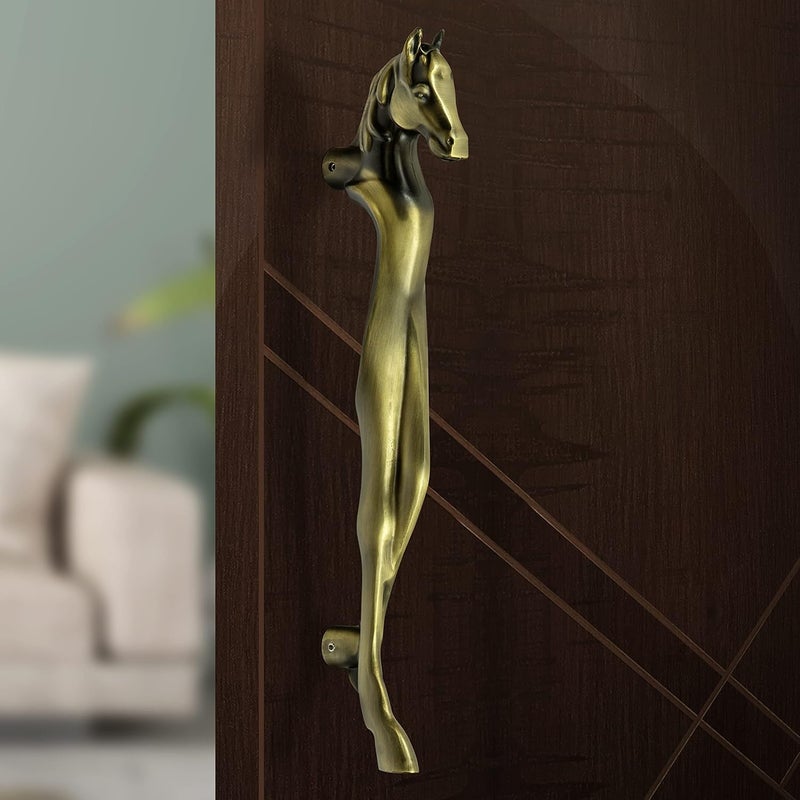 Plantex Heavy Duty Main Door Push HandleHorse Shape Door Handle For Main Door15 Inches Antique Door Handle For HomeHotelOffice Pack Of 1 284 Brass Antique Finish 3 Years Warranty - Image 5