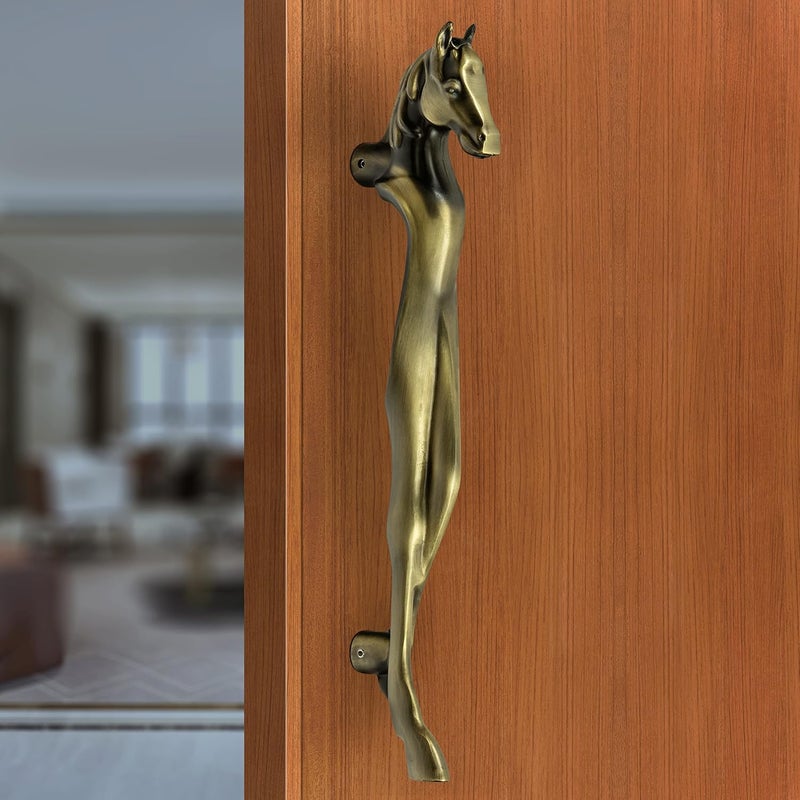 Plantex Heavy Duty Main Door Push HandleHorse Shape Door Handle For Main Door15 Inches Antique Door Handle For HomeHotelOffice Pack Of 1 284 Brass Antique Finish 3 Years Warranty - Image 1