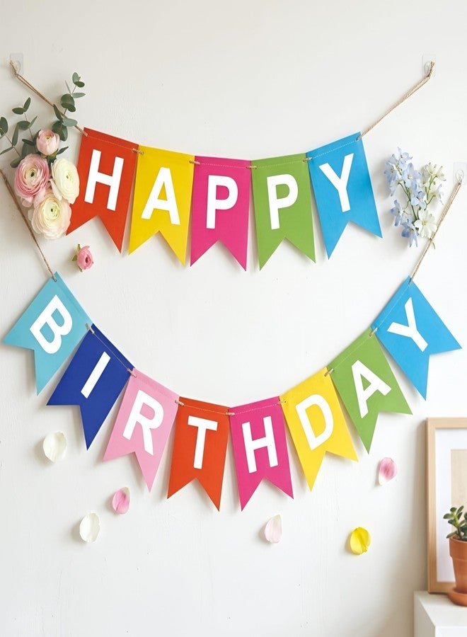 YOURS DECOR Happy Birthday Paper Banners For Kids, Adults (Multi, 2m) - Image 1