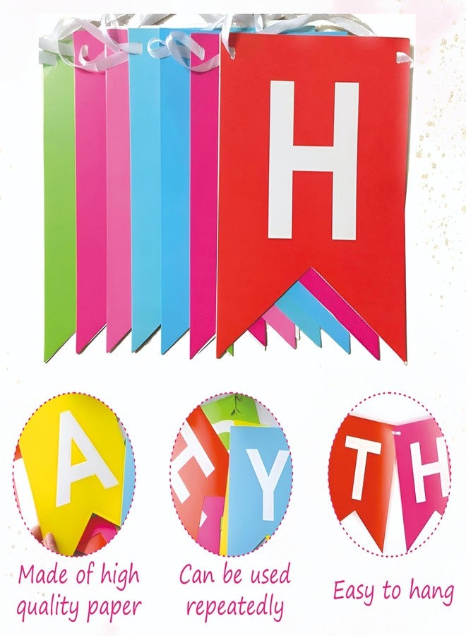 YOURS DECOR Happy Birthday Paper Banners For Kids, Adults (Multi, 2m) - Image 3