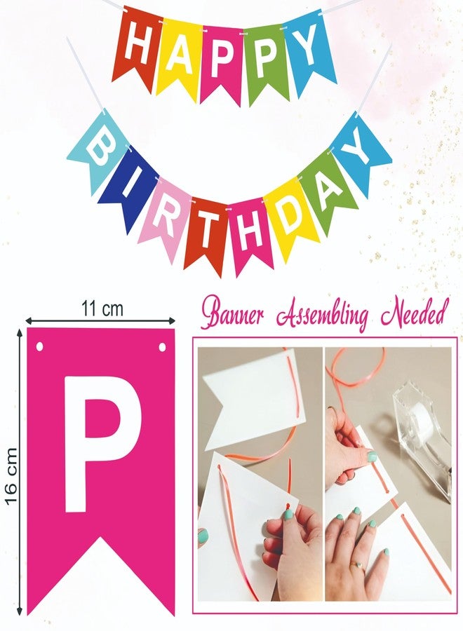 YOURS DECOR Happy Birthday Paper Banners For Kids, Adults (Multi, 2m) - Image 2