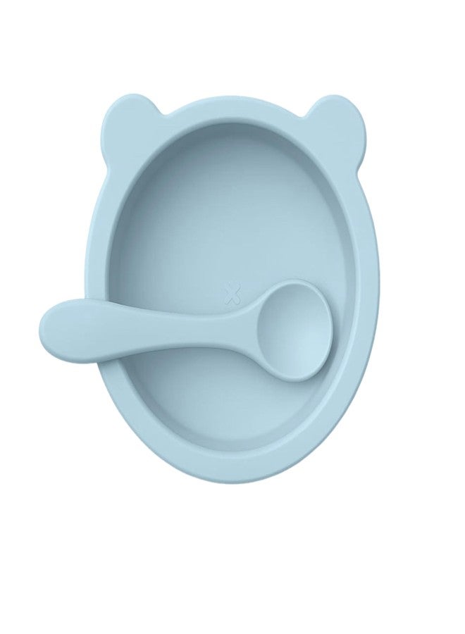 TAG24 Silicone Baby Feeding Bowl and Spoon Set for Babies with Suction Base, BPA-Free, Non-Slip, Safe for Infants and Toddlers Mealtime (Grey) - Image 1