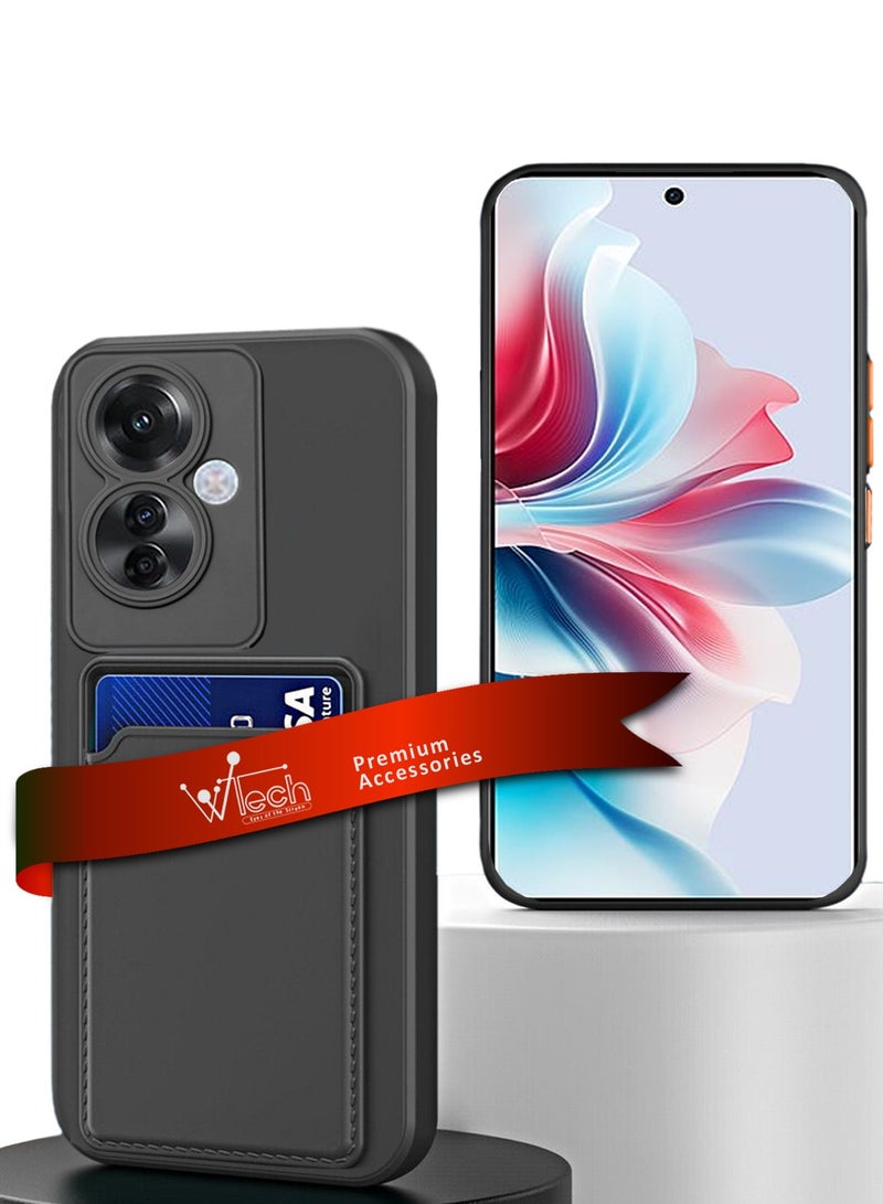 دبليو تيك غطاء حماية من السيليكون TPU مع حامل بطاقات لهاتف اوبو رينو 11 F 5G 2024 باللون الأسود - Image 1