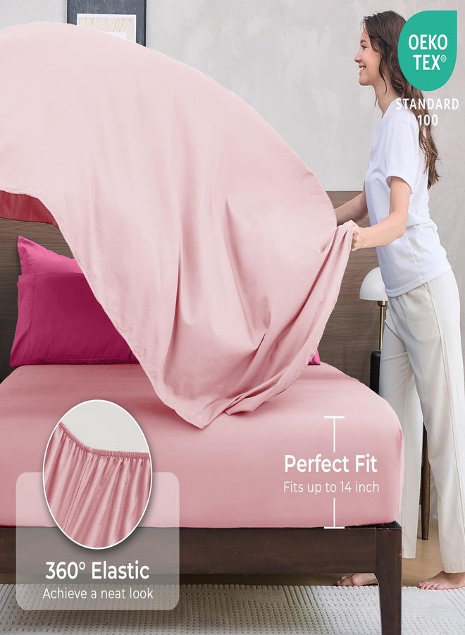 HEVUMYI Hot Pink & Baby Pink Queen Comforter Set - 7-Piece All Season Bed in a Bag Queen, Ultra Soft Bedding Set with Comforter, Flat Sheet, Fitted Sheet, Pillowcases, Pillow Shams - Image 5