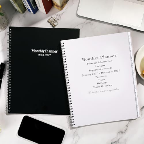 MaaIbok 2026-2027 Monthly Planner/Calendar - January 2026 - December 2027, Monthly Calendar 2026-2027, 9" x 11", 2 Years Planner, Cardboard Cover, Black - Image 2