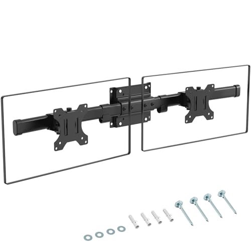 PUTORSEN Dual Monitor Wall Mount, Horizontal Assembly Mount for 2 Monitor Screens up to 35 inches, Max. 10kg per Arm, VESA 75x75/100x100mm,Black - Image 1