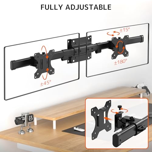 PUTORSEN Dual Monitor Wall Mount, Horizontal Assembly Mount for 2 Monitor Screens up to 35 inches, Max. 10kg per Arm, VESA 75x75/100x100mm,Black - Image 4