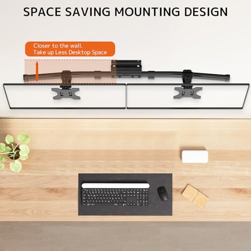 PUTORSEN Dual Monitor Wall Mount, Horizontal Assembly Mount for 2 Monitor Screens up to 35 inches, Max. 10kg per Arm, VESA 75x75/100x100mm,Black - Image 3