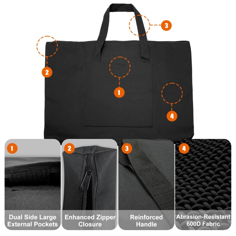 Cupohus Waterproof Art Portfolio Bag 20" x 26" for 18" x 24" Artworks with Outer Pockets and Handle, Student Carrying Storage Bag - Image 2