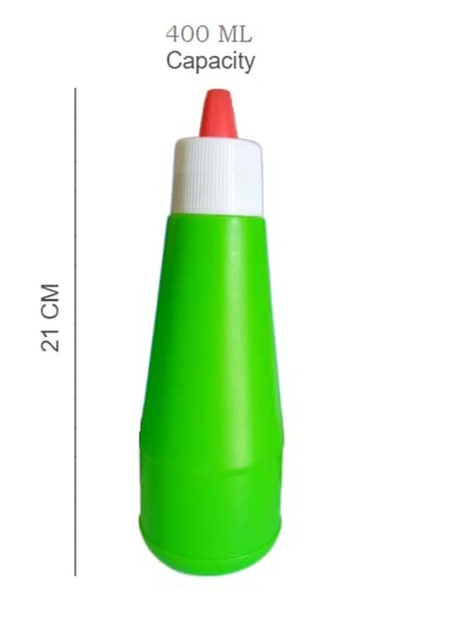 ImegaZ Reusable Squeezy Sauce Bottle, Food Grade Ketchup Bottle, Freezer Safe (400 ML, Green color, Pack of 2) - Image 2