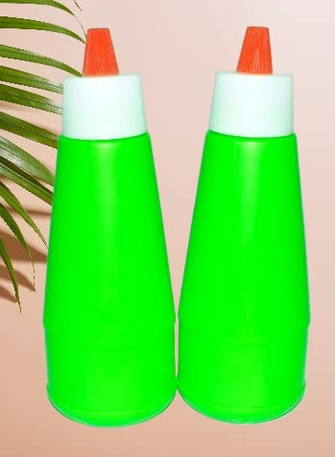 ImegaZ Reusable Squeezy Sauce Bottle, Food Grade Ketchup Bottle, Freezer Safe (400 ML, Green color, Pack of 2) - Image 1